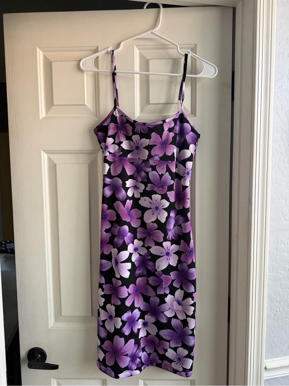 Purple Floral 90’s padded Slip Dress - Women's Spaghetti Strap Dress